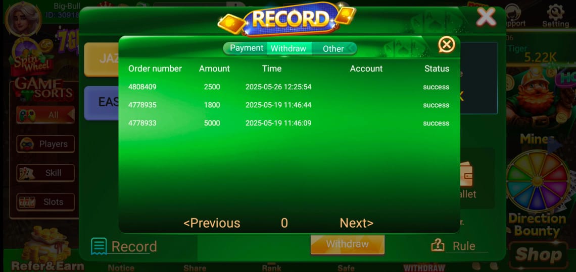 Withdraw Proof 3 Patti Crown